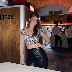 Zebra cap-sleeved crop top